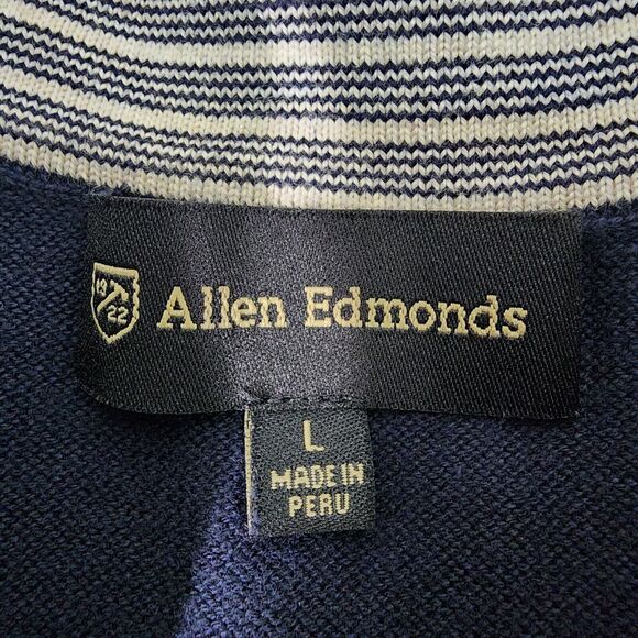 Allen Edmonds Sweater Mens Large Navy 100% Pima Cotton 1/4 Quarter Zip Pullover - Picture 6 of 8